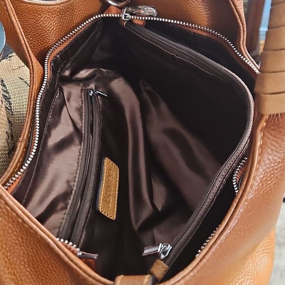 LSWEE Cognac Leather Handbag Purse - Picture 4 of 12